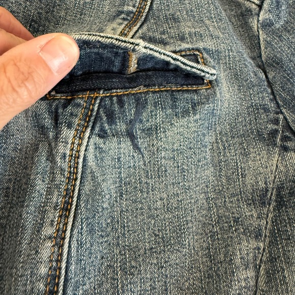 Michael Kors Womens Military Denim Jacket Blue Medium Wash Button Up Coat Size M - Picture 2 of 16